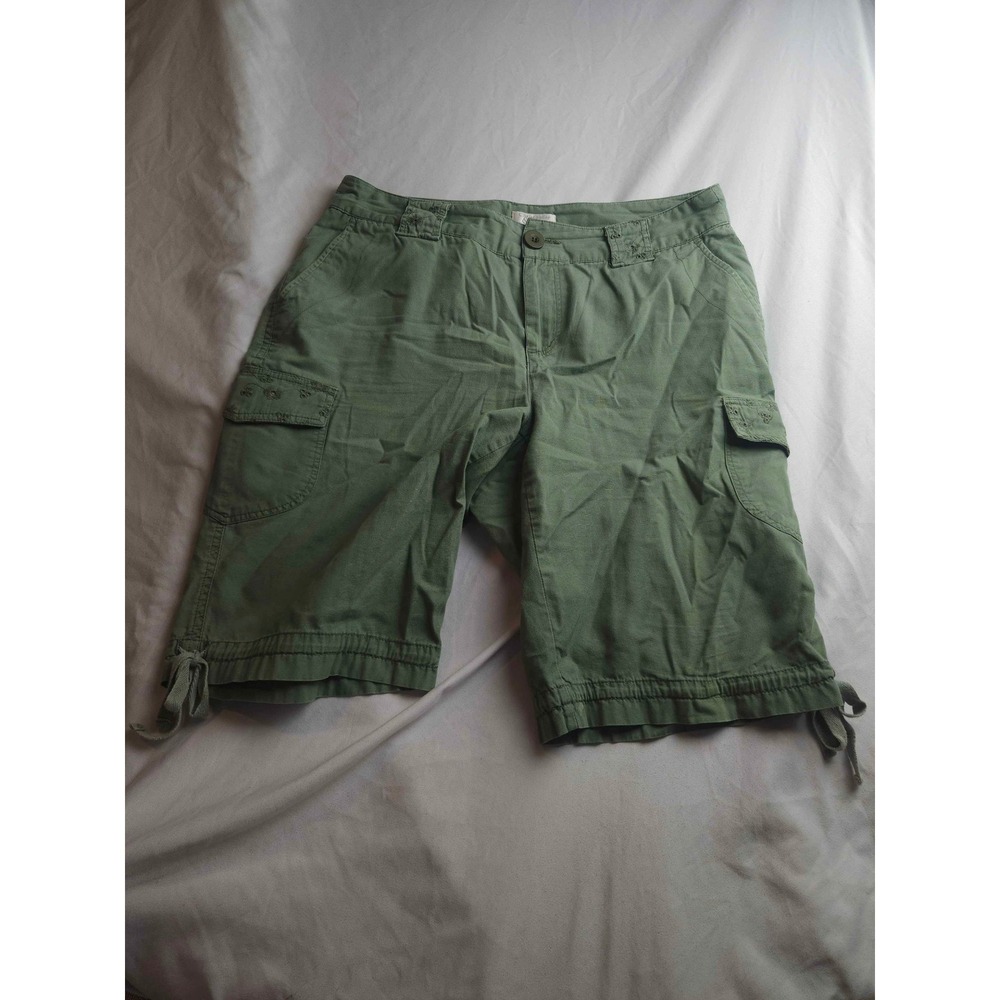 Christopher & Banks Womens Olive Green Cargo Shorts Size‎ 10 Cotton Utility 2088
